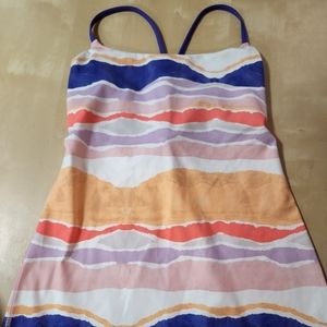 Lululemon Strappy Dancing Warrior Tank sz 8 Purple Orange Multicolor